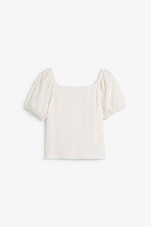 Topp med broderie anglaise | Offwhite | Barn | Kappahl