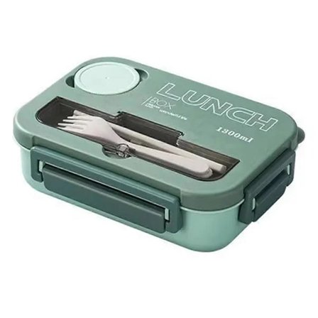 Bento Madkasse med Bestik, 4 Rum, Lækagesikker, Mikrobølgeovns- & Opvaskemaskinesikker til Voksne og