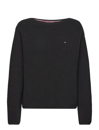 Co Cardi Stitch Open-Nk Swt Tops Knitwear Jumpers Black Tommy Hilfiger