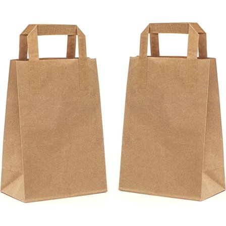 50 ruskeaa paperikassia kahvoilla - 21*11*27cm, litteäkahvaiset paperikassit, lahjakassit, voimapaperikassit, tee-se-itse joulukalenterit