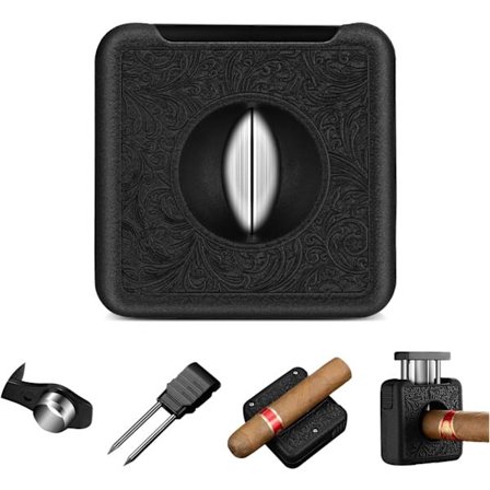 2025 Seneste Model Cigarskærer Rustfrit Stål V-Skærer, Multifunktionel V-Skærebladsskærer med Skjult Cigarbor, Dobbelt Nål og Pore