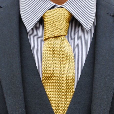 Cravate jaune tricotée pour hommes - Cravates slim