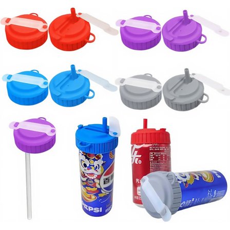 2025 Siste Modell 4-pakning Gjenbrukbare Silikon Soda Boks Lokk med sugerør, BPA-frie Boksdeksler for Soda, Passer Boks Lokk for Øl på Boks, Drikke