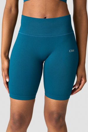 ICANIWILL - Ribbed Define Seamless Biker Shorts Teal Blue - Dame - ICIW