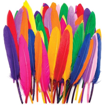 Förpackning med 80 Färgglada Mini Fjädrar För Barn - För Att Skapa Collage och Modeller Samt Hattar