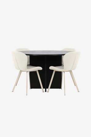 Venture Home - Spisebord Strada med Lilja-stol - Beige - Spisebordssæt 4 personer - Fra Homeroom