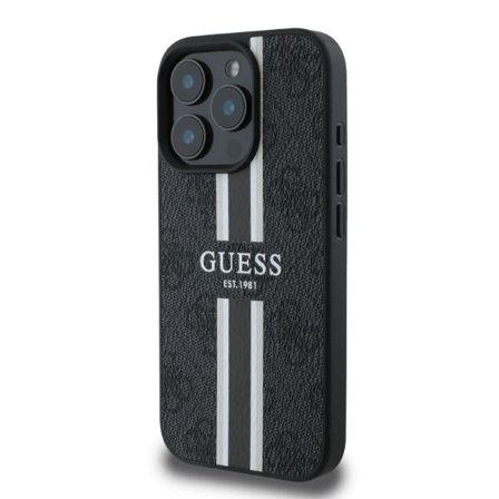 Guess iPhone 16 Pro -puhelinkotelo MagSafe 4G Printed Stripes - Musta