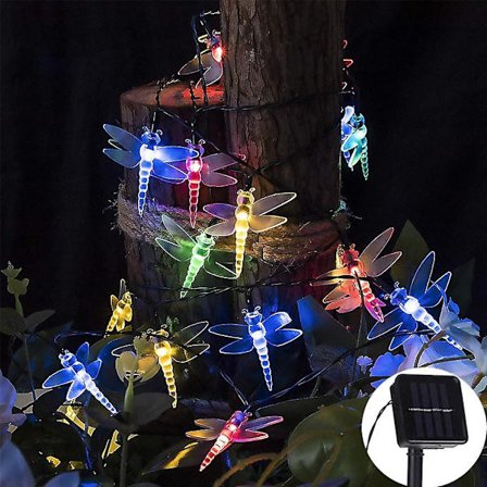 Solcelled LED-lysstreng med sommerfugl 6,5m 30 LEDer Hagedekor