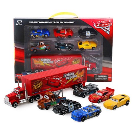 7 STK/SÆT Disney Pixar Car 3 Lightning m/c/Queen Jackson Storm Mack Truck 1:55 Diecast Metal Bilmodel Legetøjsdreng julegave