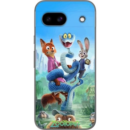 Kompatibel Mobilcover til Google Google Pixel 8a Zootopia-inspireret animeret plakat med ræv kanin og slange farverigt eventyr humor og familievenlig