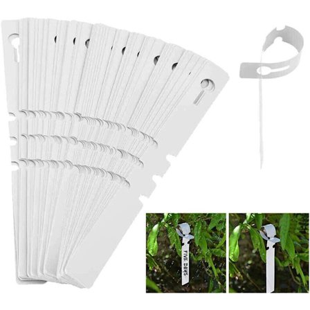 200 stk. Hvite Plast Planteetiketter, Vikle Rundt Hengende Tree Tags Planteskole Hageetiketter Vanntette Planteskole Hagepinner, 2x20cm