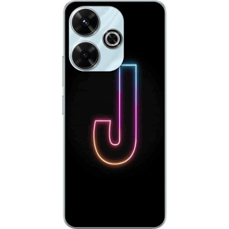 Kompatibelt Mobildeksel til Xiaomi Xiaomi Redmi 13 Minimalistisk neonbokstav J i fargeskiftende lys mot svart bakgrunn