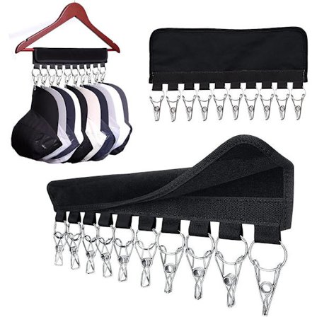 Baseball kasket opbevaringsstativ med 10 rustfri stålclips - til hatte, tørklæder, slips, sokker - kompatibel med garderobeskab dør, rejse, hotel, 