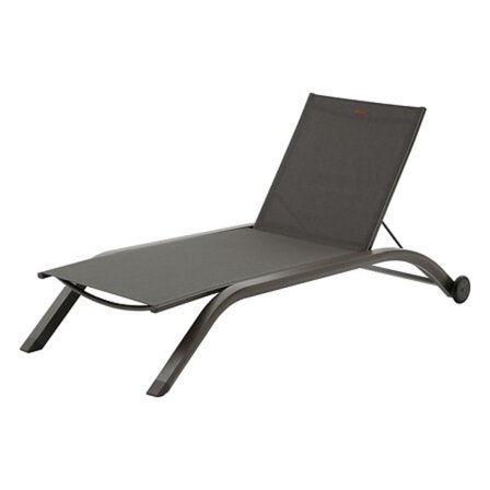 Liggestol med hjul, 5 positioner, aluminium, mokka