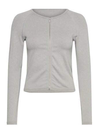 Ribbed Seamless Zip Jacket Grey Aim ́n