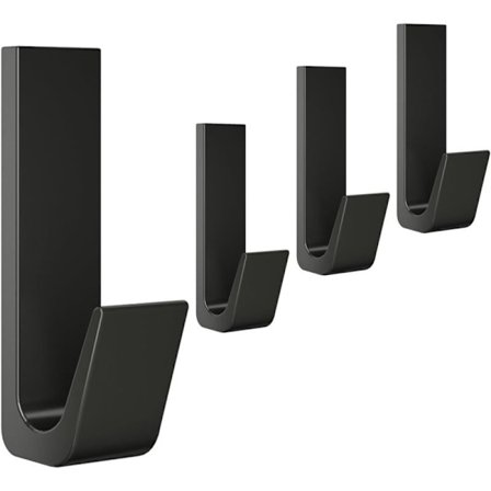 Självhäftande väggkrokar i aluminium - Svart, Klarar 20 kg, Ingen borrning, Kompatibel med badrums- och kökshanddukar, Klädhängare