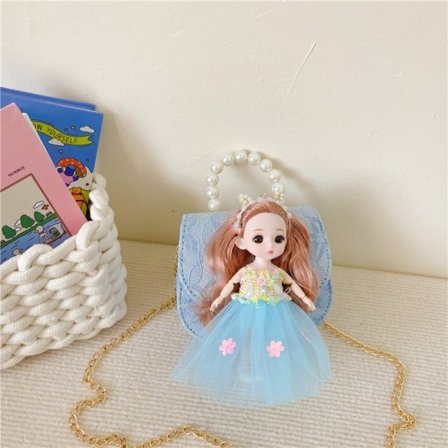 Söt och trendig axelremsväska för barn, födelsedagspresent Blå