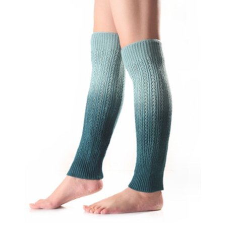 KLB - Damemode Vinter Leggings Støvler Lange Benvarmere Strikkede Lyseblå