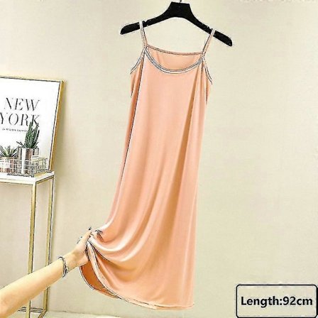 Sømløse Helkjoler Under Kjole Kvinder Sommer Plus Size Ærmeløs Is Silke Underkjole Underskørt Sexet Tynd Strop Natkjole_h