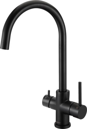 Gelia Imperia 2U Köksblandare med diskmaskinsavstängning, U-pip Svart, Badrum