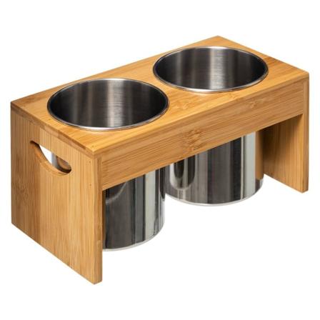 2 rustfri stålbeholdere med holder i bambus Bamboo