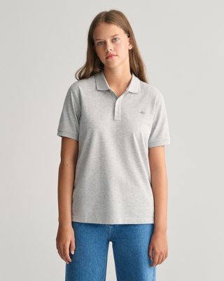 GANT - Piquéskjorte med logo til ungdom light grey melange
