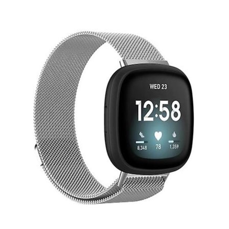 För Fitbit Versa 4 Milanese Magnetic Metal Weave Watchband OLS
