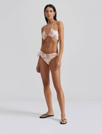 Malina Blanka Printed Drawstring Bikini Bottoms - Red - XS