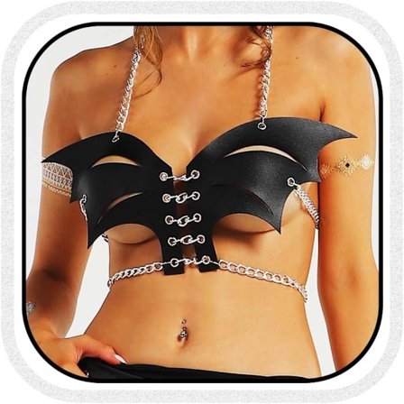 Sele BH Kæde Sort Læder Brystkæder Rave Punk Kropskæde Tilbehør til Kvinder