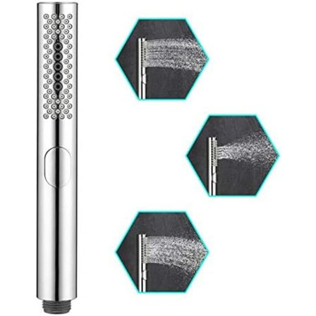 Rundt brusehoved til badeværelse med 3 funktioner, gnidningsfrit uden tilstopning, silikagel-dyser, krombelagt ABS