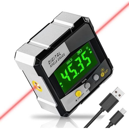 ING Digital vinkelmåler - 360° magnetisk vaterpas - LCD-display - med opbevaringstaske