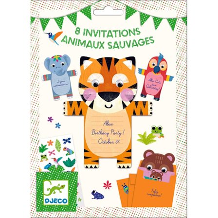 Invitasjonskort for barn, Wild animals invitation cards - Djeco