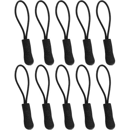 10 stk. Erstatningsglidelås-trekk, glidelås-trekk-forlenger, svart