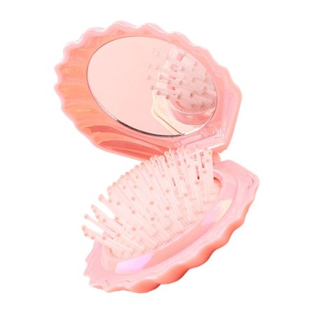 Stilig Skjellformet Mini Hårbørste Speil Kombinasjon Bærbar Skjønnhetstilbehør