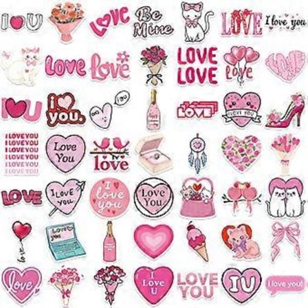 50-pack Alla hjärtans dag Graffiti-klistermärken Tecknade klistermärken för Scrapbooking Anteckningsbok Journal Telefonfodral Bagage Snowboard