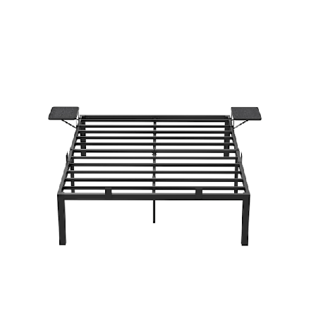 Rootz Classic Black Metal Sengeramme - Pulverlakeret sengeplads - Robust støtte - Nem montering - 190 cm x 140 cm x 41,3 cm