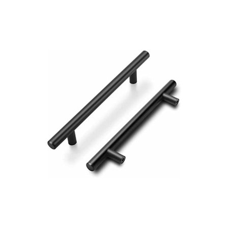 Sats med 15 köksmöbler handtag svart handtag -LS201BK128 köksdörrhandtag 128 mm centrumdistans med matt rostfritt stål finish