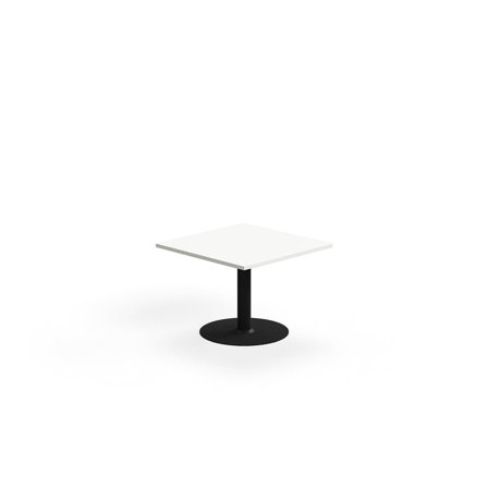 Stolik kawowy ALVA, 700x700x500 mm, montaż do podłogi, laminat wysokociśnieniowy, czarny/biały