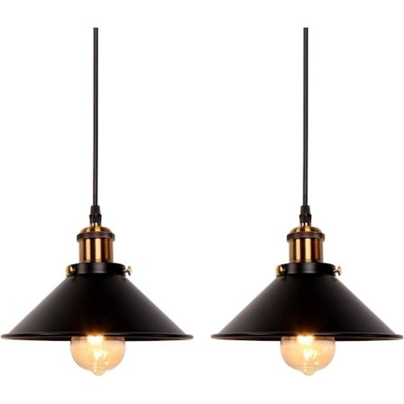 To sæt industrielle retro sorte jern pendellamper, velegnet til køkken, bar, balkon{ROG}