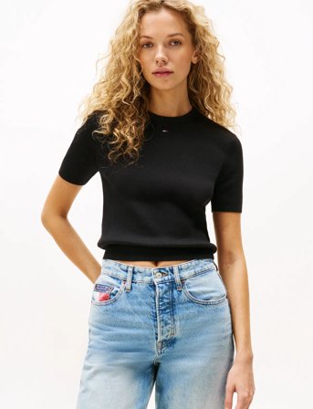 Tommy Jeans Tjw Essential Ss Sweater - Black - XS