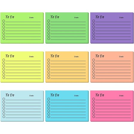 9-pakning To-do-lister, 450 ark selvklebende notatlapper med linjer, 3x4 tommer selvklebende post-it-lapper (flerfargede)