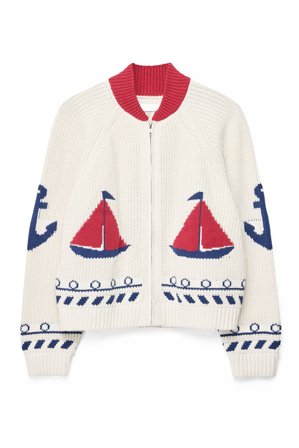 Ines Isaias x NA-KD - Jacquardstrikket genser med glidelåsdetaljer - Cardigan - Flerfarget - XL