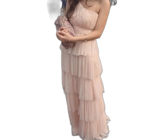 Ljusrosa balklänning med volanger Bubbleroom