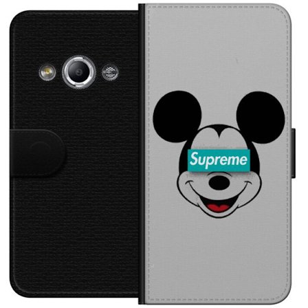Kompatibel Tegnebogsetui til Samsung Galaxy Xcover 3 Mickey Mouse ansigt med Supreme logo streetwear inspireret popkunst design perfekt til fans af mo