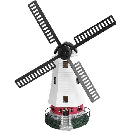 Vindmølle Lys Led Lys Ornament med Solpanel Lampe med Adju