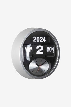 Karlsson - Veggklokke Round Flip - Sølv - Veggklokker & bordklokker - Fra Homeroom