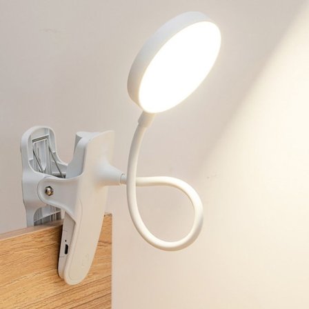 Bordlampe, clip-on skrivebordslampe, LED sengelampe med clip med 3 farver og trinløs lysstyrke