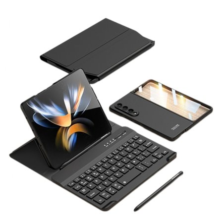 Til Samsung Galaxy Z Fold 4 Tastatur Etui SÆT med Aftagelig Bluetooth Tastatur Etui, Indbygget S Pen Slot & Skærmbeskytter