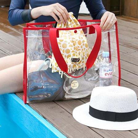 N Nät Röd Transparent Vattentät Väska Super Stor Kapacitet Förvaring