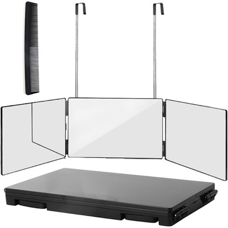 3-vägs Trifold Frisörspegel, 360 Graders Spegel för Hårsnitt, Grooming